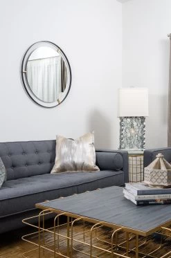 Framed 610000 20-Inch Round Wall Mirror - Black -Hanging Lighting DSC 5246